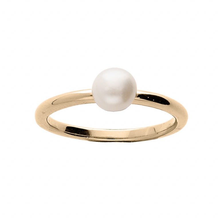 Gold-plated freshwater cultured pearl ring