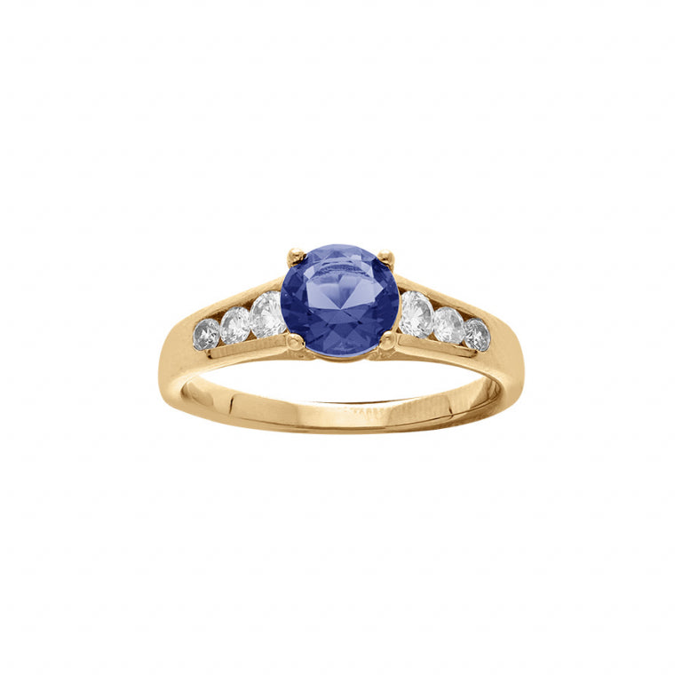Large diameter gold-plated ring with blue and white oxides