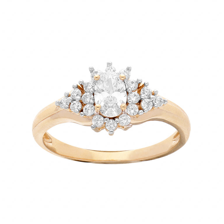 Large diameter white oxide motif ring set in gold plated
