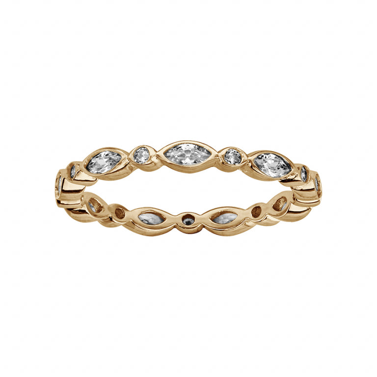 Ring met markiesmotief, verguld met vaste witte oxiden