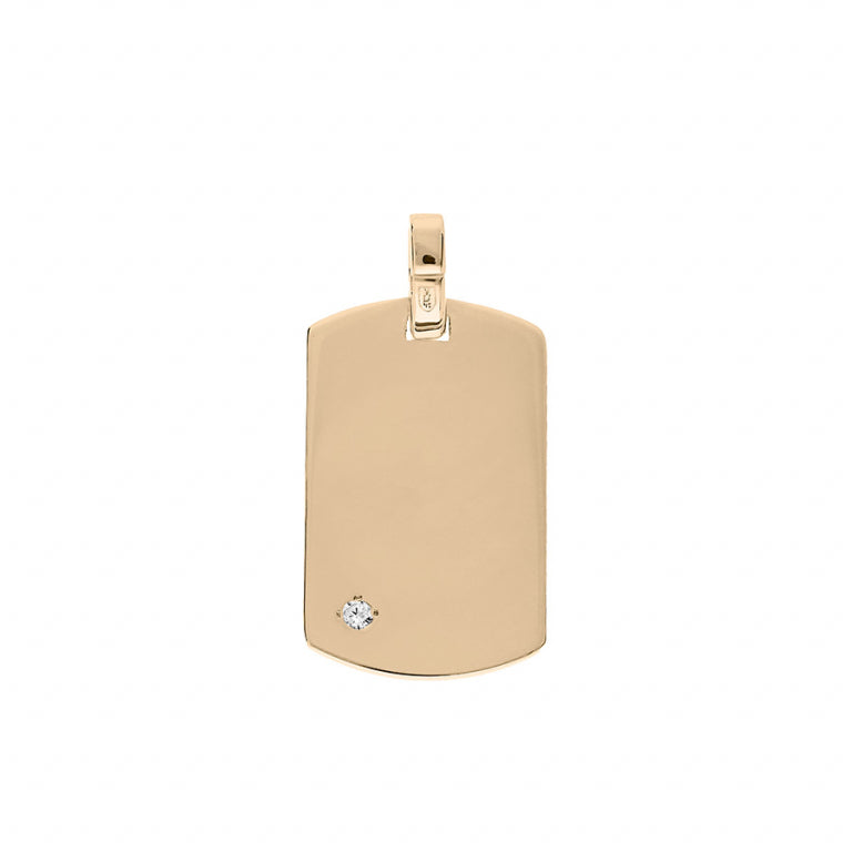 Pendentif plaque gravable en plaqué or avec oxyde blanc
