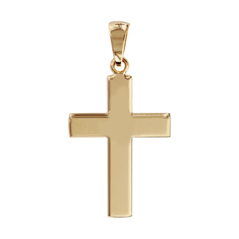 Pendentif à graver grosse croix lisse en Plaqué Or