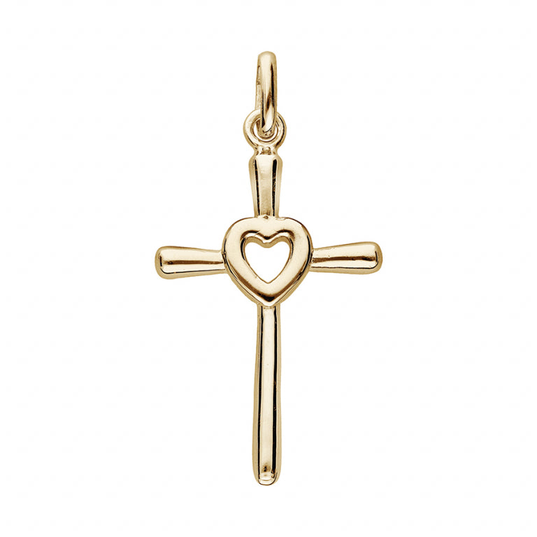 Pendentif croix cœur en plaqué or élégant et fin