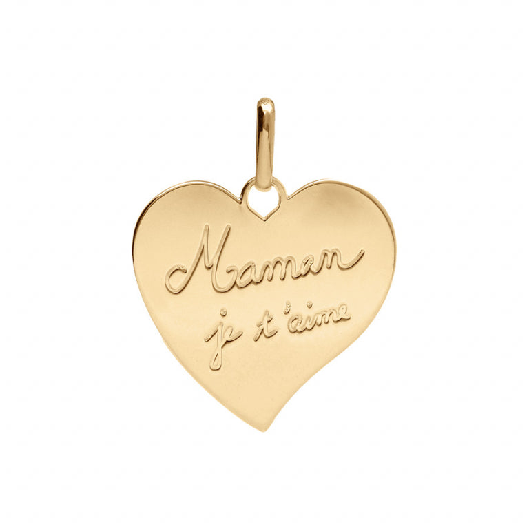 Pendentif cœur gravé – Plaqué or | Azuline