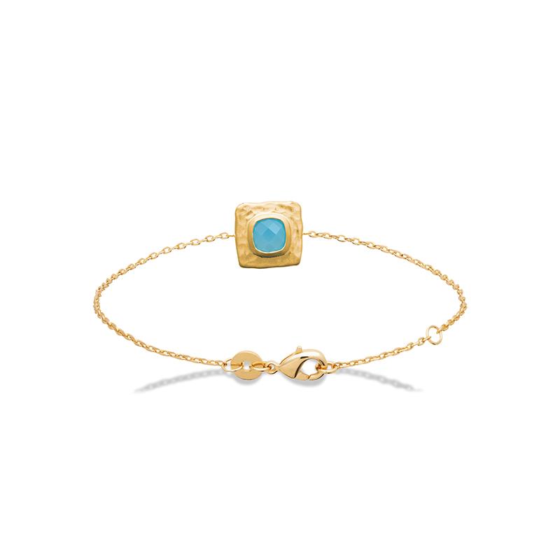 Blue Agate - Bracelet - Gold Plated