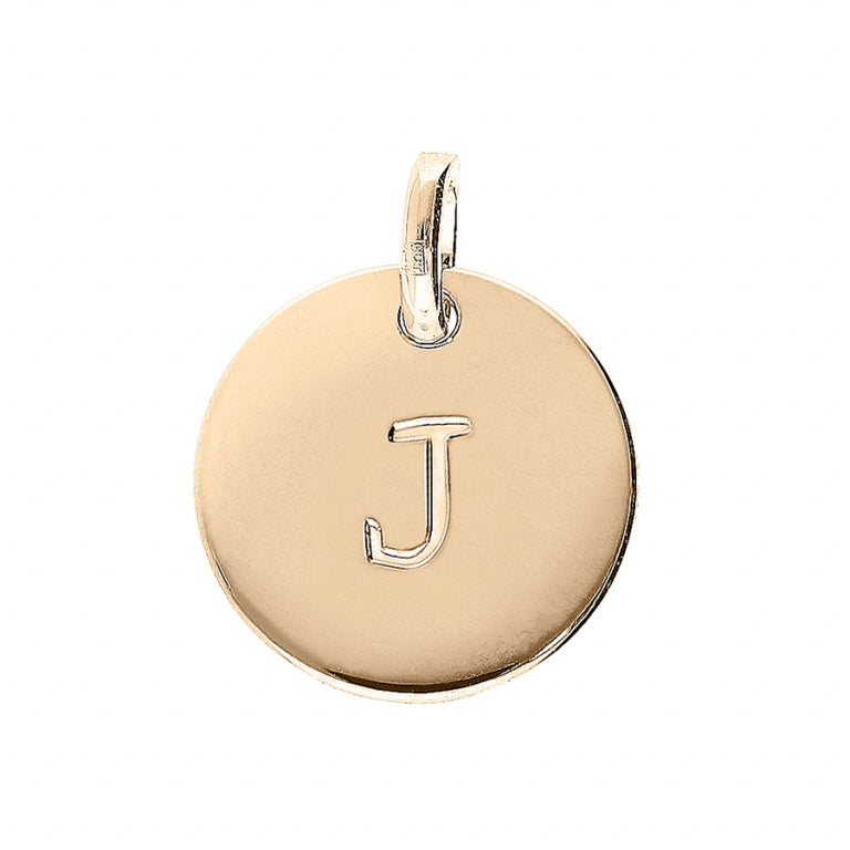 Pendentif médaille gravure alphabet en Plaqué Or