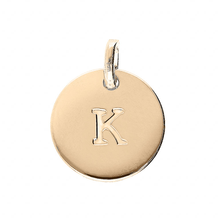 Pendentif médaille gravure alphabet en Plaqué Or