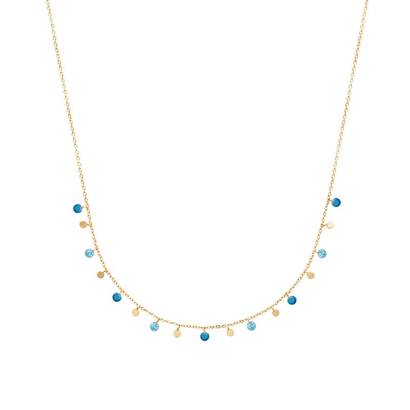 Charm - Blue - Necklace - Gold Plated