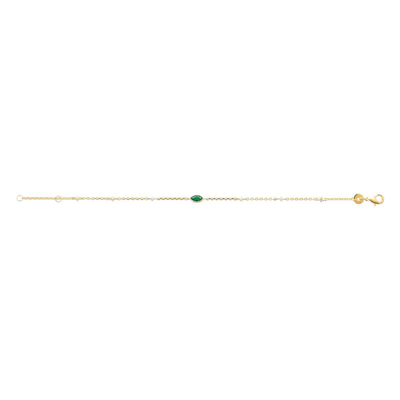 Grünes Oval – Armband – vergoldet