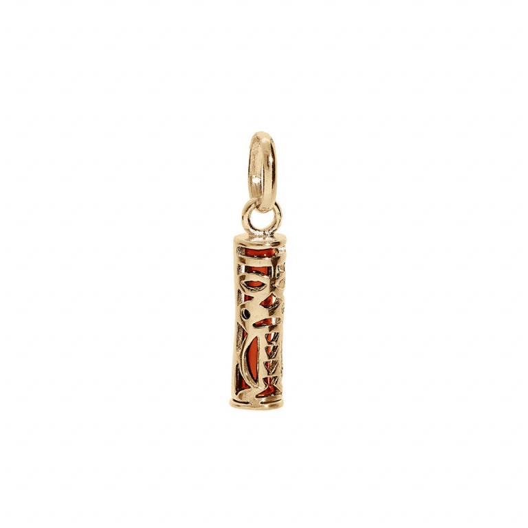 Pendentif mode tiki en Plaqué Or avec résine orangée
