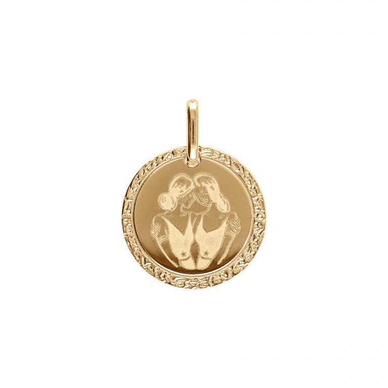 Pendentif mode zodiaque Gémeaux en Plaqué Or