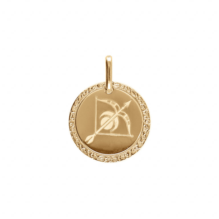 Pendentif mode Sagittaire en plaqué or avec motif arc et flèche