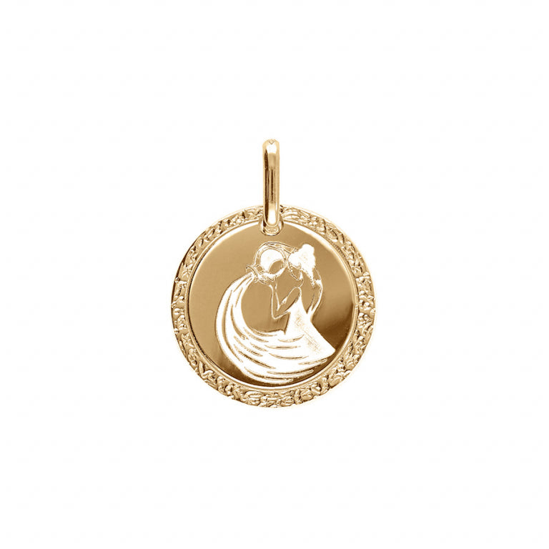 Pendentif mode zodiaque Verseau en plaqué or 15 mm