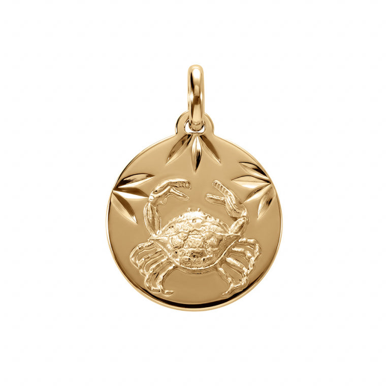 Pendentif mode Cancer en plaqué or avec motif diamanté