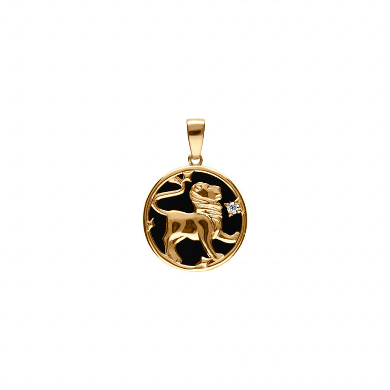 Pendentif mode zodiaque lion en plaqué or avec oxyde blanc