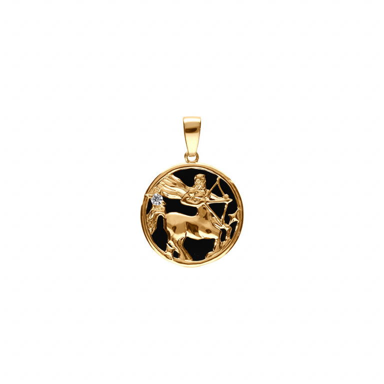 Pendentif mode zodiaque Sagittaire en plaqué or avec oxyde blanc