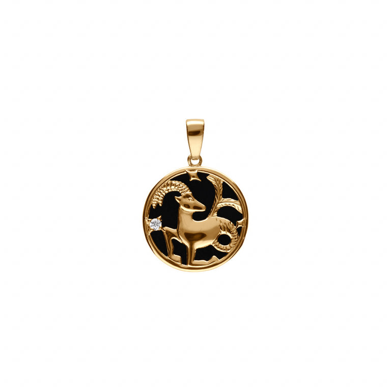 Pendentif mode zodiaque Capricorne en plaqué or avec oxydes blancs