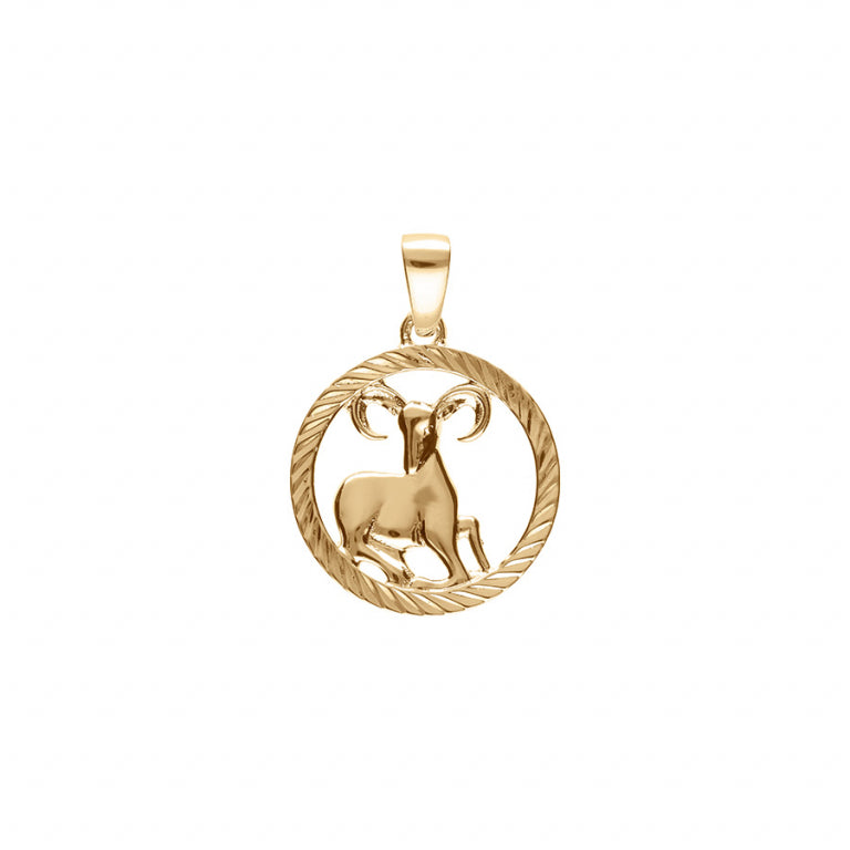 Pendentif mode bélier découpé en plaqué or avec stries