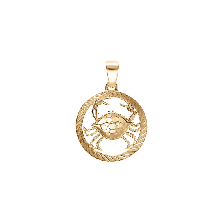 Pendentif mode zodiaque Cancer en plaqué or strié