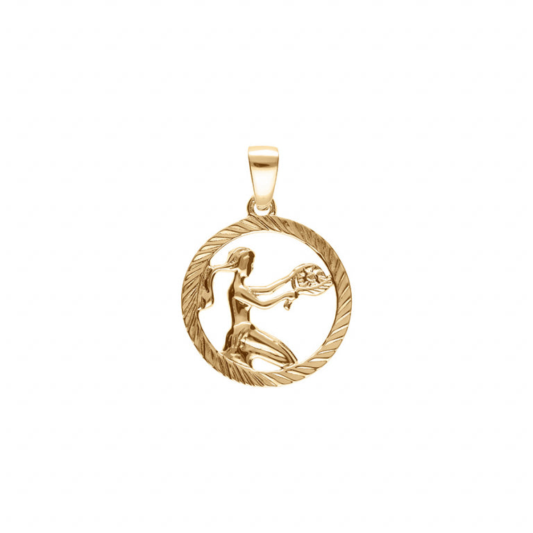 Pendentif mode zodiaque Vierge en Plaqué Or strié