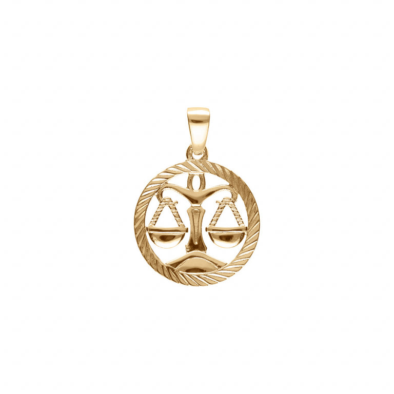 Pendentif Balance en plaqué or avec finition striée