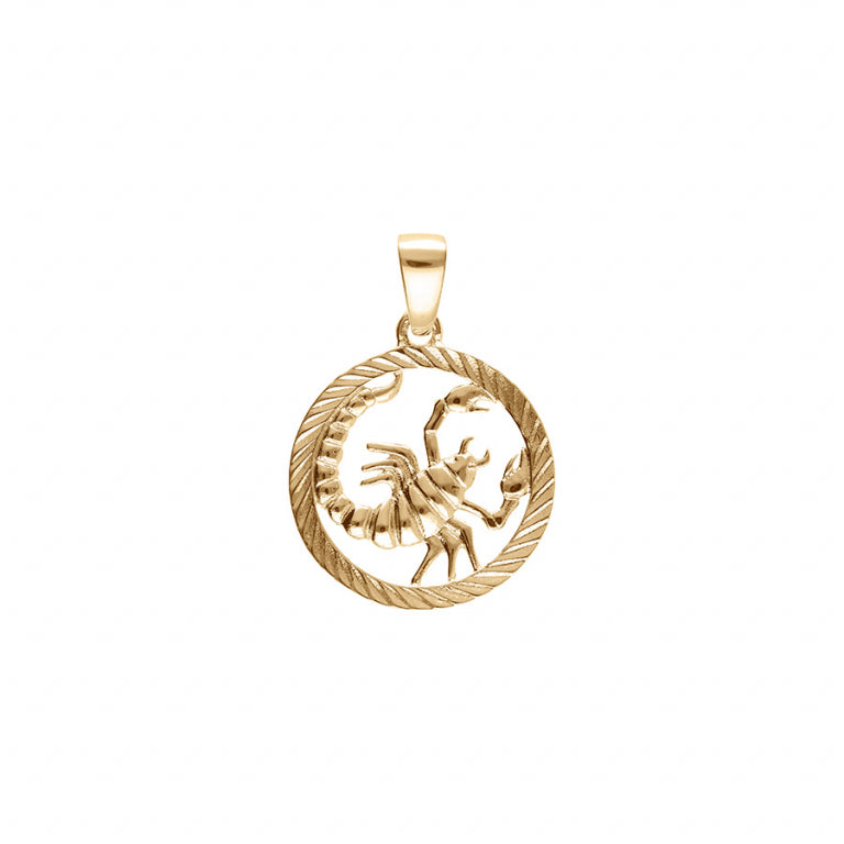 Pendentif mode zodiaque scorpion découpé en plaqué or