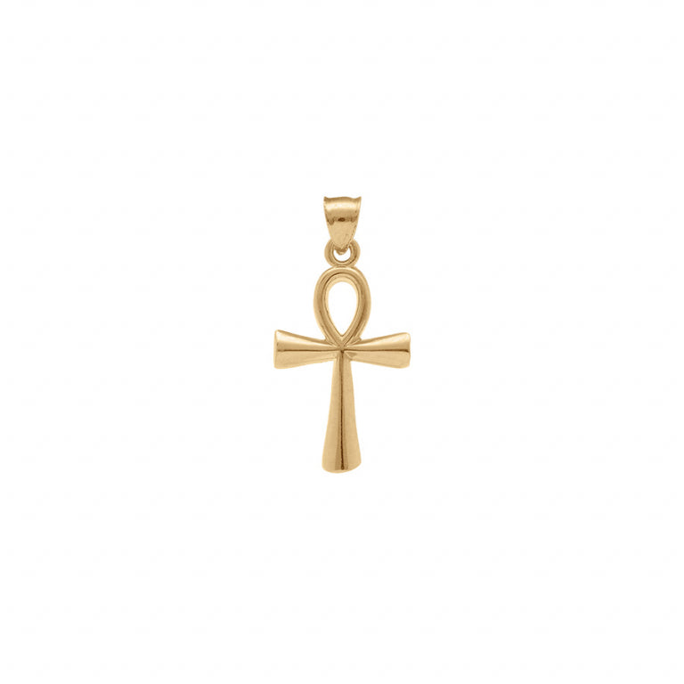 Pendentif mode croix de vie égyptienne en plaqué or lisse