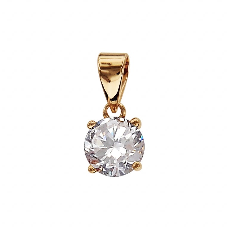 Pendentif solitaire oxyde 7 mm en plaqué or