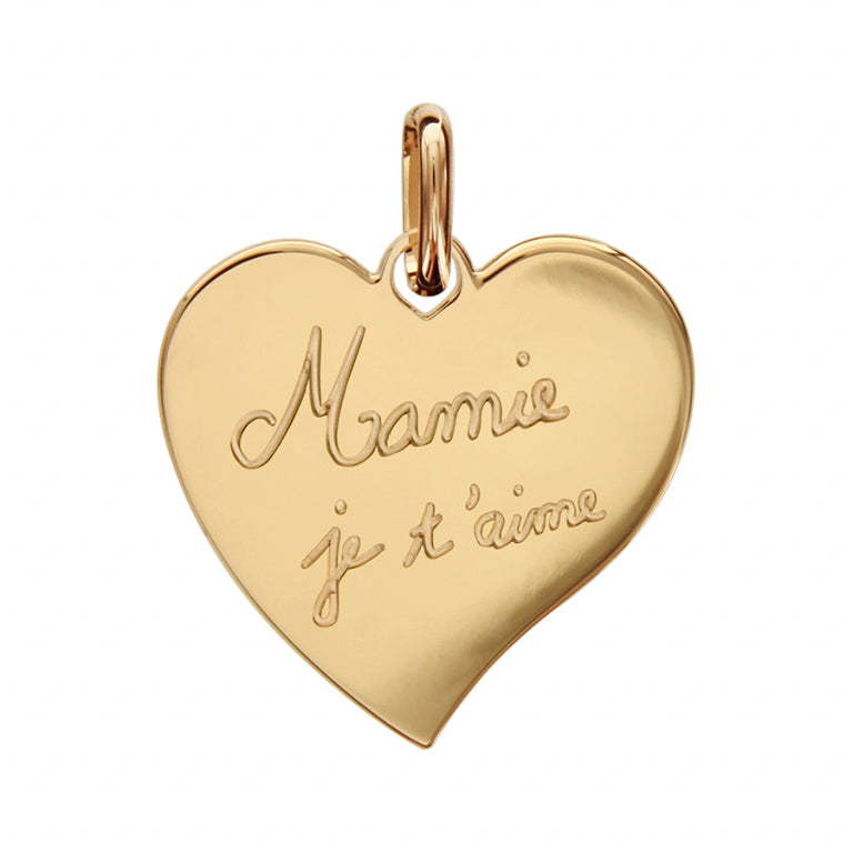 Pendentif mode cœur gravé en plaqué or