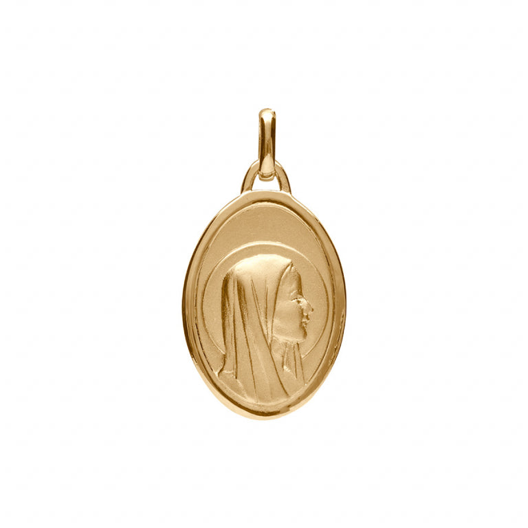Médaille ovale Vierge en plaqué or élégante