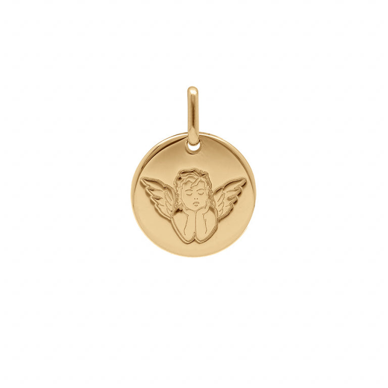 Pendentif mode ange médaille ronde en Plaqué Or