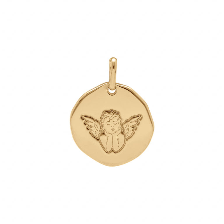 Pendentif mode ange galet en plaqué or