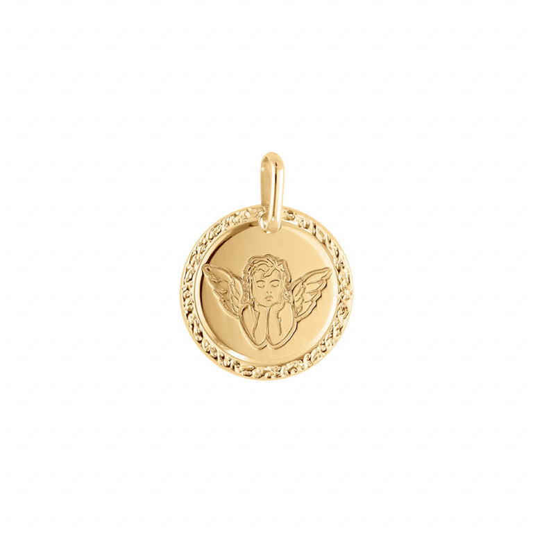Pendentif mode ange en plaqué or avec contour diamanté