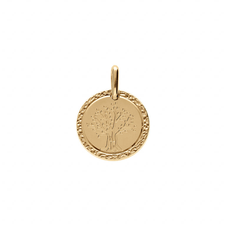 Pendentif mode arbre de vie en plaqué or contour diamanté
