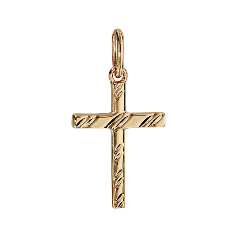 Pendentif croix diamantée en plaqué or, 20 x 14 mm