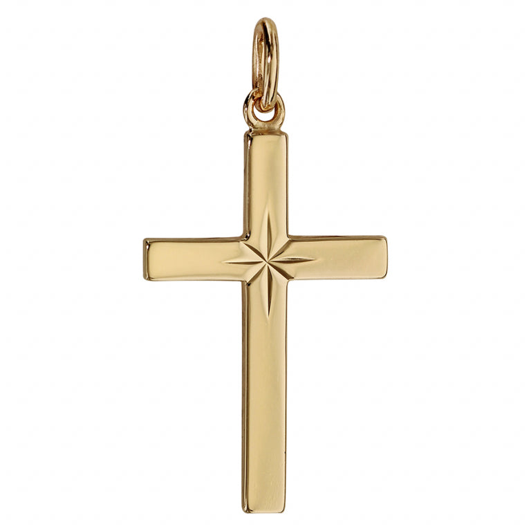 Pendentif croix diamantée en plaqué or grand modèle