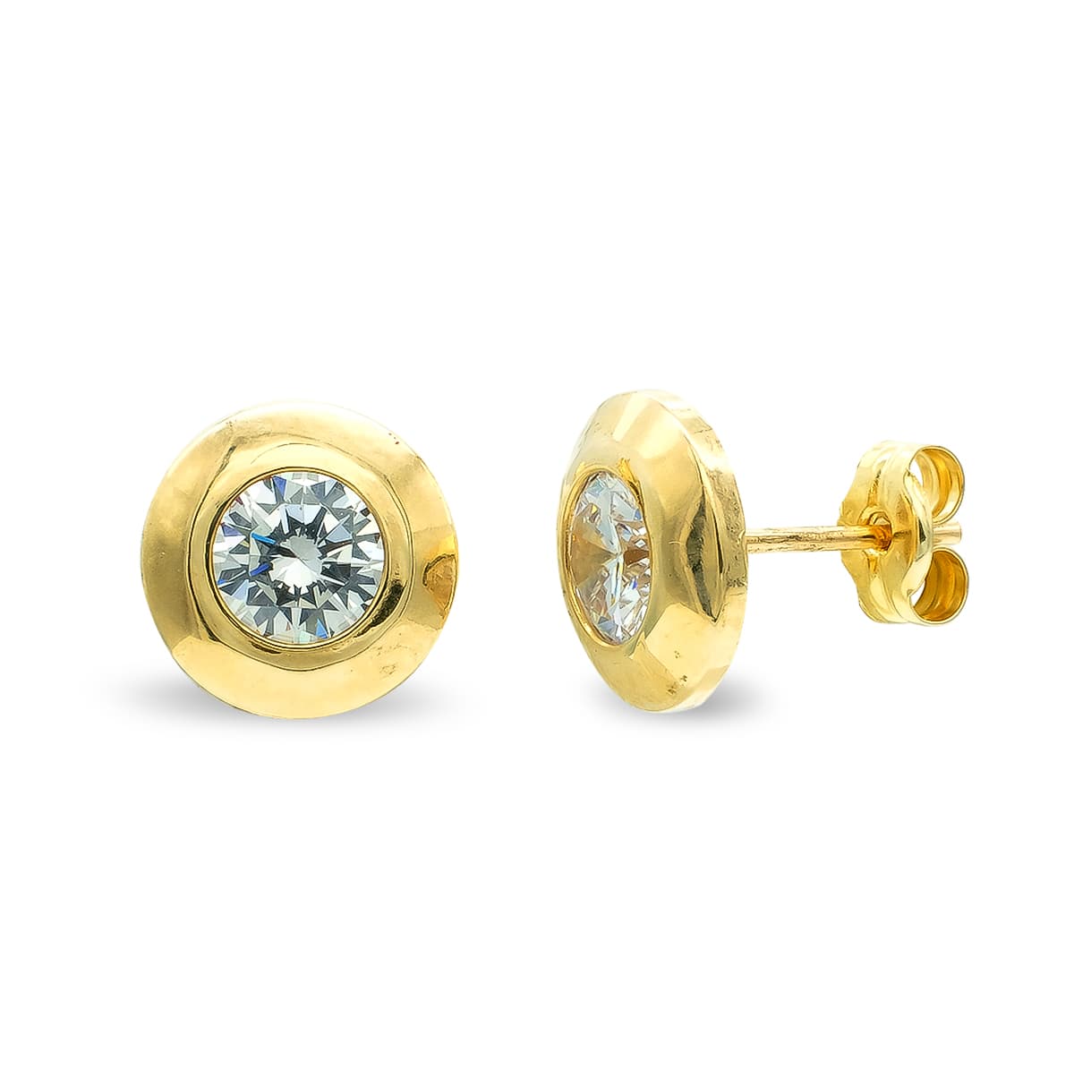 Pendientes Oro Amarillo 9K Circonitas 9 mm Cierre Mariposa 5 mm