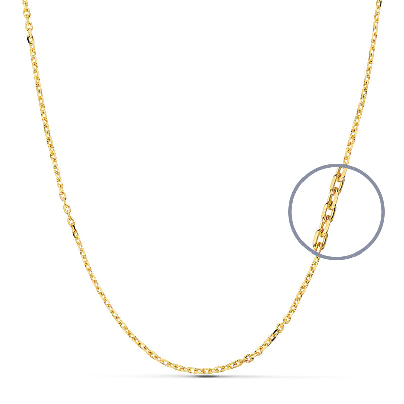 Forced Solid 9K Yellow Gold Chain Width: 1.5 mm Length: 60 Cm