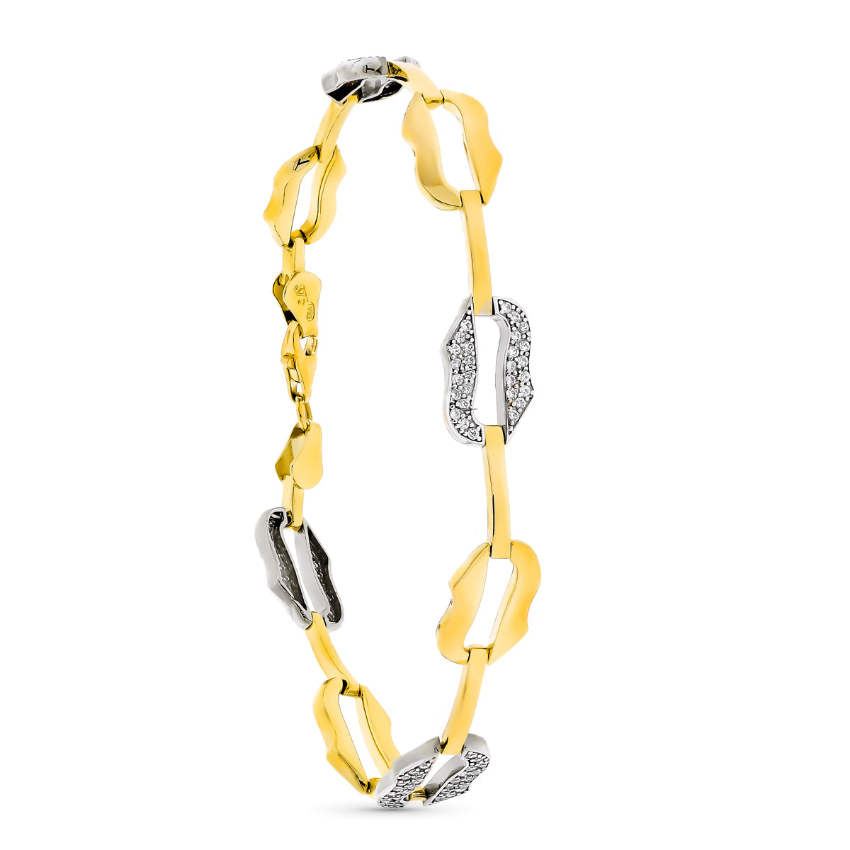9K Two-Tone Gold Bracelet. 19cm
