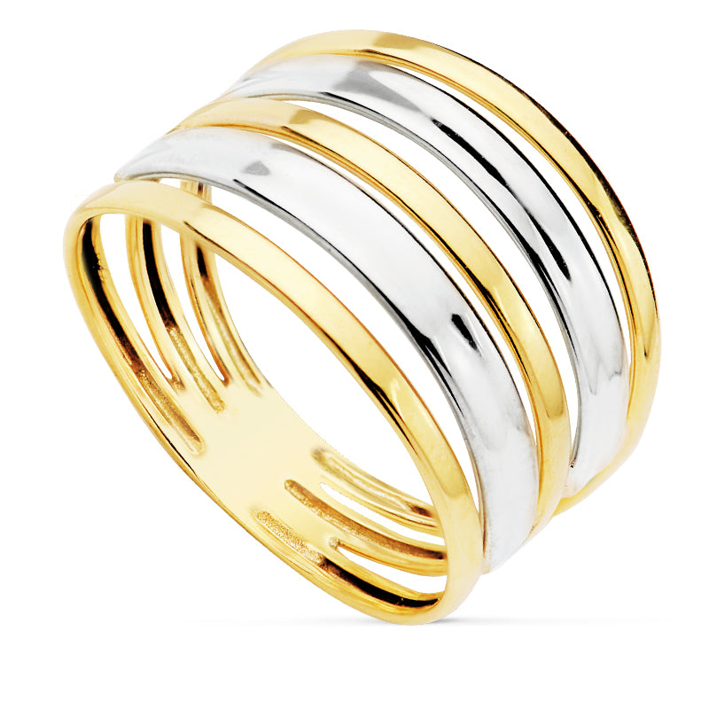 18K Tofarvet guldring Bredde 13 mm