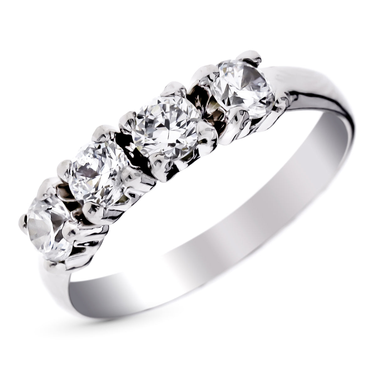 Ring i 9 karat hvidguld med zirkon i kløer Bredde: 4 mm