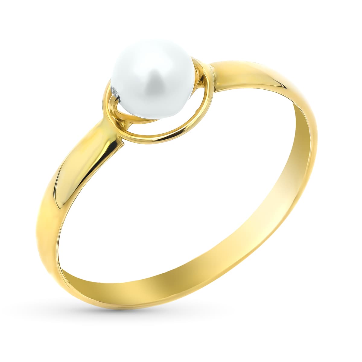 Bague en Or Jaune 9K Perle de Culture Naturelle 4 mm