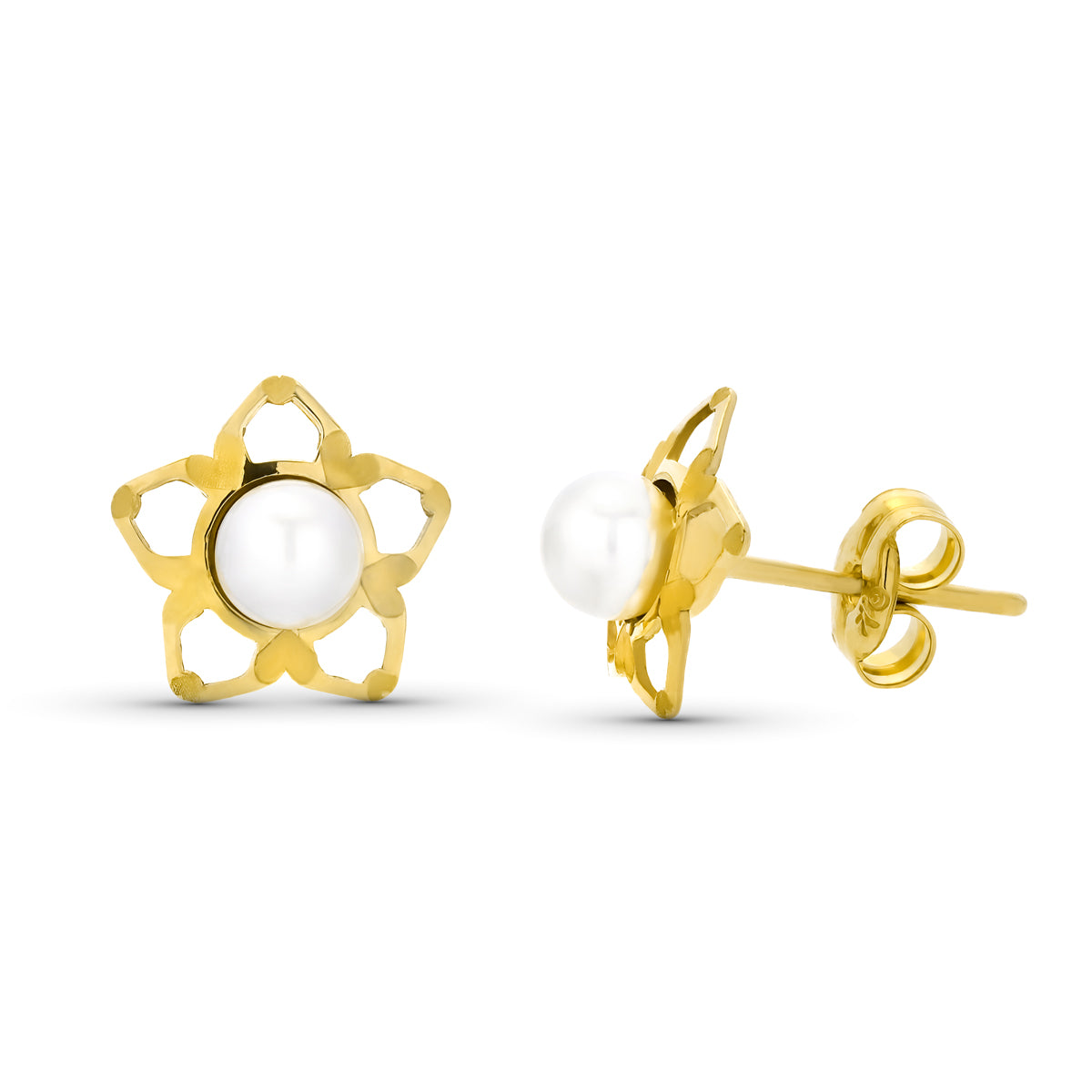 9K Boucles D´oreille en Or Eites Étoile 9MM