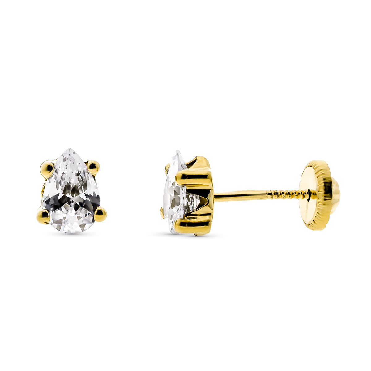 9K Prong Setting Oorbellen 6X4 mm Schroefsluiting