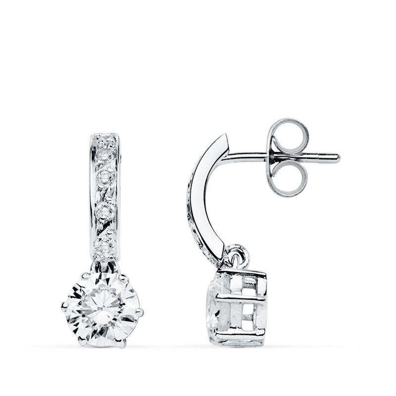 9K Boucles d'oreilles Zircons. 18X6 mm Fermoir Poussettes Papillon
