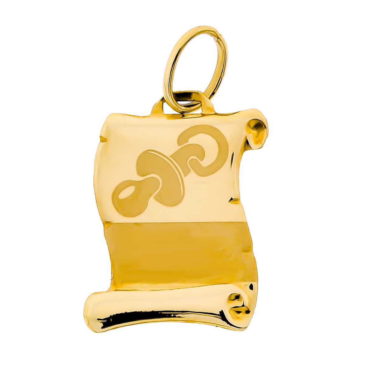 Pendentif en Or Jaune 9K Parchemin Gravé Sucette 15X11 mm