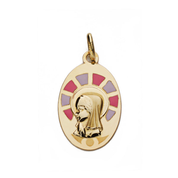 9K Pendentif Vierge Email en Or