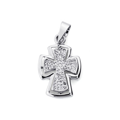 9K Pendentif Croix en Or Blanc 19X12 mm