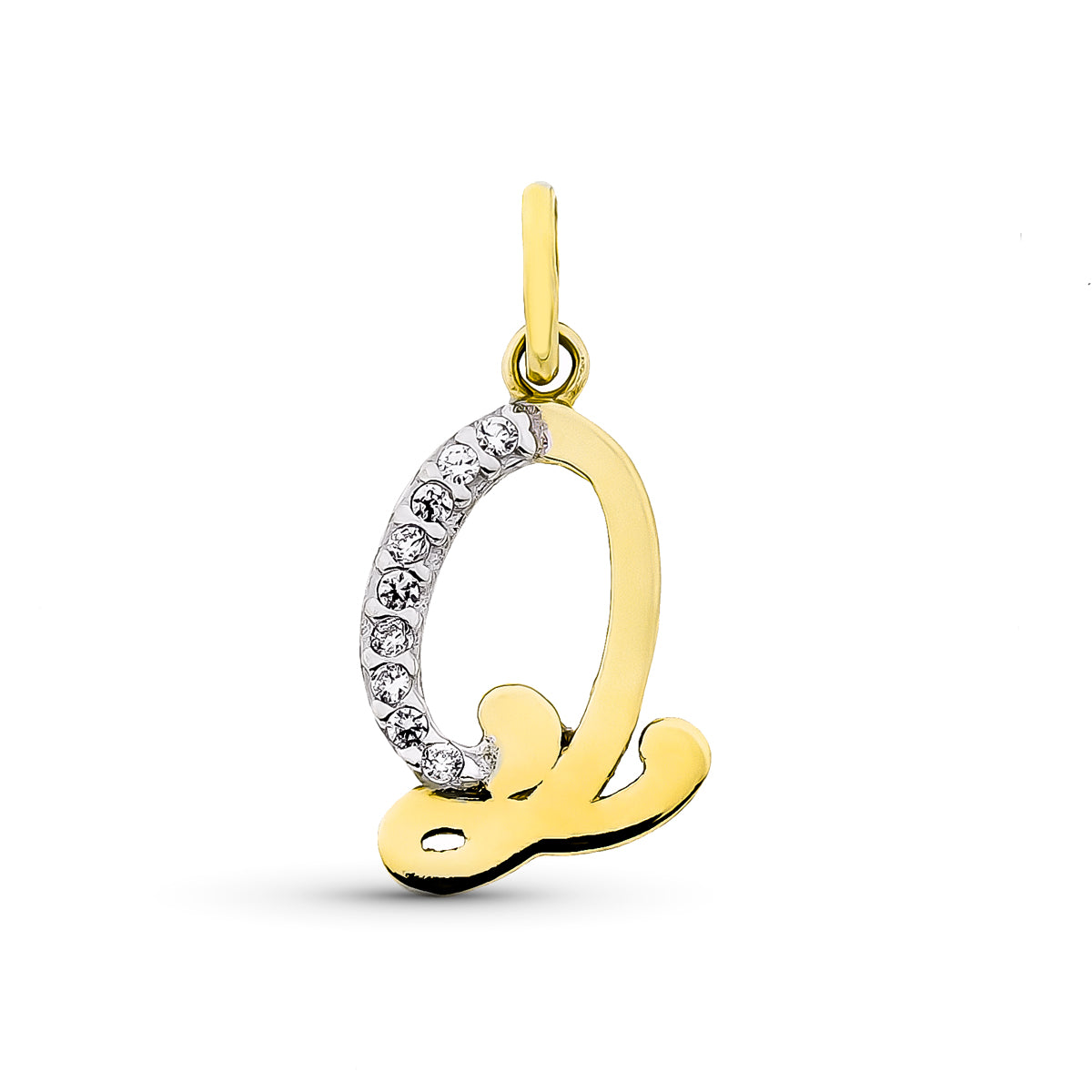 9K gul guld Initial "a" vedhæng og zirkoner 15X12mm