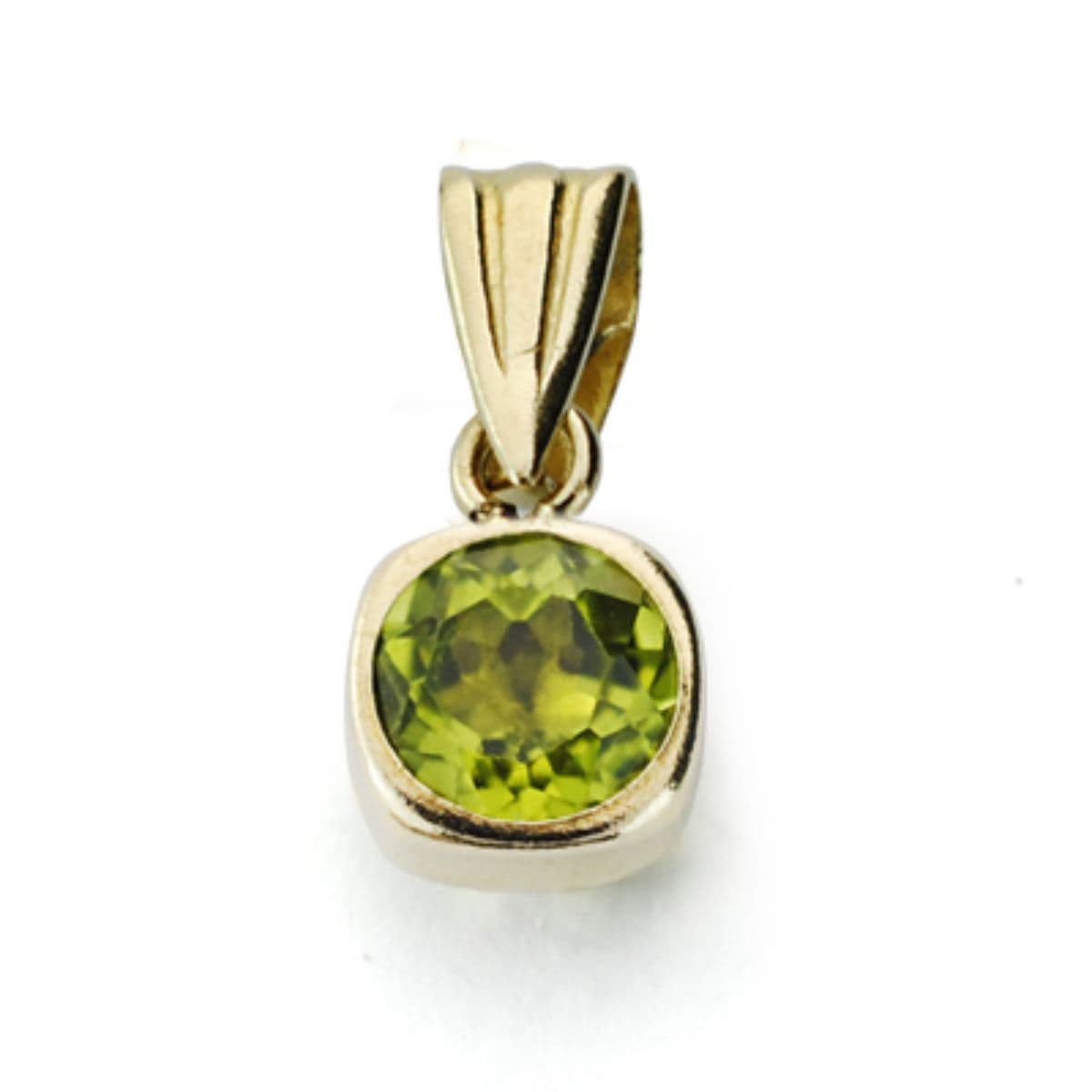 Pendentif Carré en Or Jaune 9K en Péridot Naturelle 0,57 Qts Largeur : 5 mm